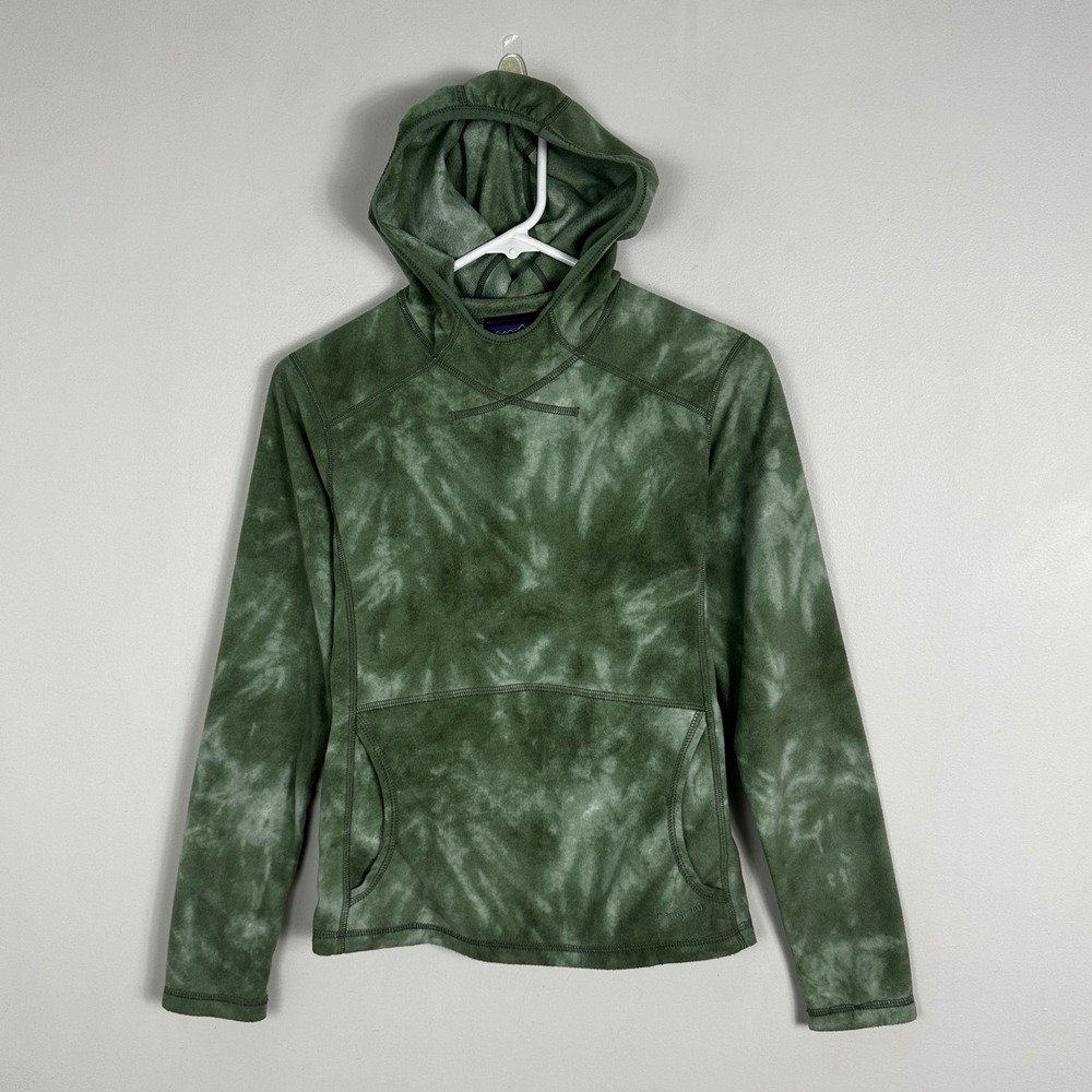 Vintage Patagonia Synchilla Green Fleece Hoodie Womens Size Small USA Made Layer